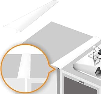 Linda’s Essentials Silicone Stove Gap Covers (2 Pack), Heat Resistant Oven Gap Filler Seals Spaces Between Stovetop and Counter, Easy to Clean Stove Side Guard (25 Inches, White)