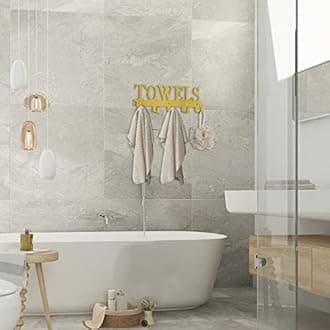 Over The Door Hooks, Towel Holder for Bathroom, Door Mount Towel Rack Towel Hooks for Bedroom Kitchen Pool Beach Towels Bathrobe Wall Mount Hang On The Door Cabinet Cupboard Metal Sandblasted (Gold)