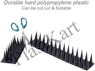 PlastKart Pigeon Spikes (Pack of 5) Anti Bird Control for Balcony, Railing, Home Window Protection from Pigeon, Dog, Monkey, Crow, Kabootar, Split AC, Spikes with Double Sided Tape (Black)