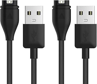 E ECSEM 2-Pack Compatible for Garmin Forerunner 45, 45S, 55, 165, 245, 265, 570, 745, 935, 945, 965, 970 Charger, Replacement Charging Cable Date Sync Cord for Garmin Forerunner Series Smart Watch