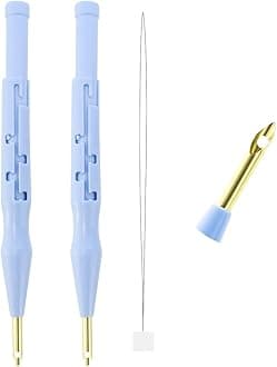2 Pack Adjustable Embroidery Punch Needle Pen Tool, Felting Threader for Rug DIY Handmade Art Crafts Stitching Applique Embellishment