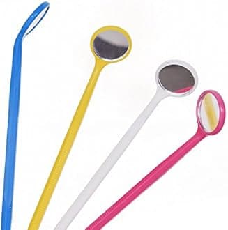 S&Dent USA FDA & TUV CE 1 Pack = 2 Dozens = 24PCS Disposable Dental Mouth Mirror with Glass Lens 24pcs 4 Colors