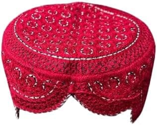 GenericSindhi Topi Kufi Traditional Ethinic Handmade Cap with Embroidered Front Cut, Ramadan, Eid Gift for Muslims Made in Pakistan