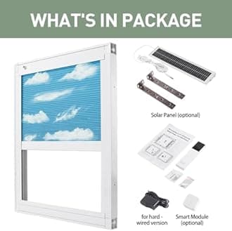 Zshine Motorized Cellular Shades Cordless Honeycomb Blinds Full Blackout Fabric Window Shades for Skylight (Blue Sky 93021I)