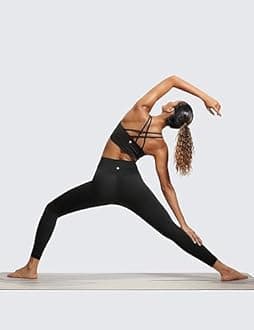 CRZ YOGA Butterluxe Women's Strappy Sports Bra Molded Cup Criss Cross Yoga Bra Padded Longline Workout Crop Top