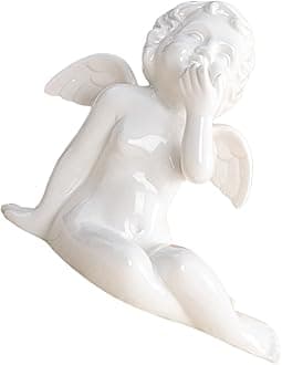 Angel Ornaments Angel Figurine Ceramic White Ceramics European Style Tabletop Decoration Flat Bottom Design Wedding Birthday Housewarming Present Home Decor