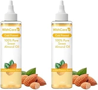 WishCare® Pure Cold Pressed Sweet Almond Oil for Hair Growth and Glowing Skin & Face - 200ml (Pack of 2)