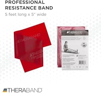 Theraband Professional Latex Resistance Bands for Rehabilitation, Portable Fitness and Workout, Home Exercise, Great Stocking Stuffer, 5 Foot, Red, Medium, Beginner Level 3, Individual Package