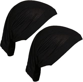 2 Pcs Women Hijab Undercaps Under Scarf Hijab Cap Solid Color Stretch Under Caps Inner Under Scarf Hat Black