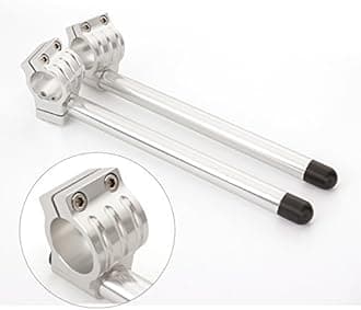 50mm 7/8" Motorcycle Aluminum CNC Regular Fork Tube Clip On Handlebar Replaceable Fit for GSXR1100, YZF R6 R1,CBR1000RR, ZX6R ZX6RR Universal Bike Cafe Racer Silver