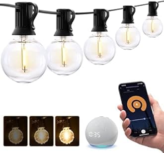 XMCOSY+ Smart Outdoor String Lights, 150Ft G40 Globe Patio Lights with 75 LED Bulbs, WiFi & APP Control, Work with Alexa, Extendable Waterproof Dimmable LED String Lights for Outside, Porch, Cafe