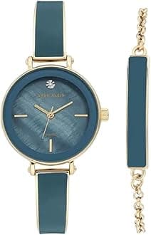Anne Klein Womens Box Set Blue Mother of Pearl Dial Metallic Analogue Watch - AKB3620BLST