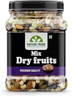 Nature Prime Premium Mix Dry Fruits and Nuts with Almonds Cashew Kishmish Apricot Black Raisins kiwi Dry Fruits, Seeds Nuts - 250 gm