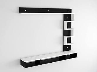 DAS Hubert Mini Wall Mount Engineered Wood TV Entertainment Unit/Tv Rack Set to Box Stand with Wall Shelves for Living Room Black & Frosty White Finish (Ideal for up to 43") Screen