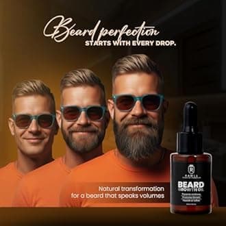 Beard Growth Oil for Men – Natural Grooming Oil with Argan & Rosemary – Softens, Strengthens & Conditions Beard & Mustache – Moisturizing Formula, 30ml