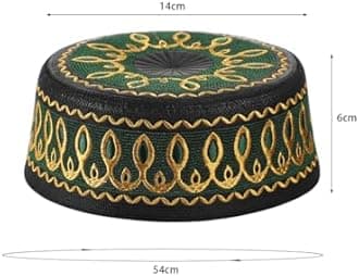 Boys Embroidered Kufi Muslim Prayer Hat Islam Skull Beanie Arabic Prayer Headwear Kofia Topi Taqiyah Hat