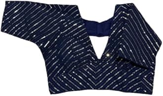 Pujia Mills Womens Fancy Readymade Ethnic wear Half Sleeve Sequins Saree Blouse sabyasachi Blouse for Women Saree and Lehenga Choli Bridal Blouse