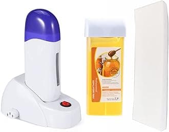 Nynelly Depilatory Roll on Wax Warmer Kit, Portable Hair Removal Epilator Machine Set for Women Men - Leg, Bikini, Armpit (Heater 1, Wax 1, 20 Strips)