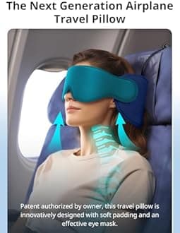 Inspireyes Travel Pillow for Airplanes, Airplanes Pillow with Eye Mask for Sleeping, Long Haul Flight Essentials Head Support Soft Pillow, Car Road Trip Travel Pillow, Royal Blue
