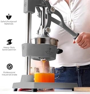 Zulay Professional Citrus Juicer - Manual Citrus Press and Orange Squeezer - Metal Lemon Squeezer - Premium Quality Heavy Duty Manual Orange Juicer and Lime Squeezer Press Stand - Gray