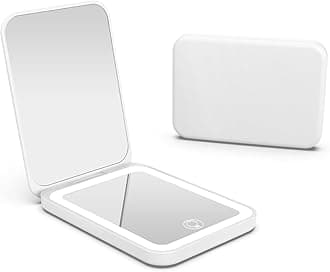 2025 Pocket Mirror, Rechargeable Dimmable 3 Color Lighting 1X/3X LED Compact Travel Makeup Mirror for Purse, Portable, Folding, Handheld, Small Lighted Mirror for Women Gift, White