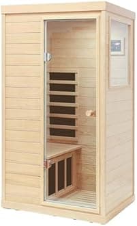 LTCCDSS Far Infrared Sauna, Canadian Hemlock Sauna for Home, 1 Person Indoor Sauna with 1050W, 6pcs Low EMF Heaters, 1 LED Reading Lamp, 2 Bluetooth Speakers Wood Sauna Room Right Door