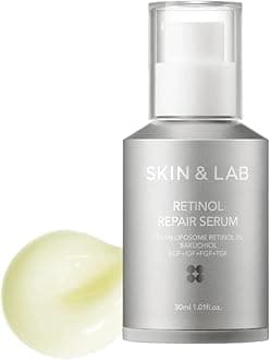 [SKIN&LAB] Retinol Repair Serum | Contains Vegan Retinol, Bakuchiol and Peptides| For Reduce Wrinkles & Fine Lines, Smoothing | Daily Facial Essence | For Sensitive Skin Type | 1.01 fl.oz