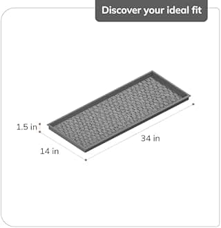 Anji Mountain Heavy Duty Waterproof Rubber Shoe Storage Mat Organizer/Boot Storage Tray Multi Use for Entryway with Coir, Blue and Ivory Insert, Fits 3 Pair (34.5" Wide)