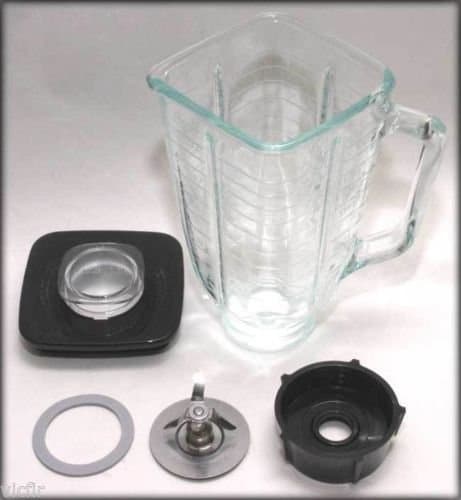 5 Cup Square Top 6 Piece Complete Glass Jar Replacement Set,Fits Oster Blender