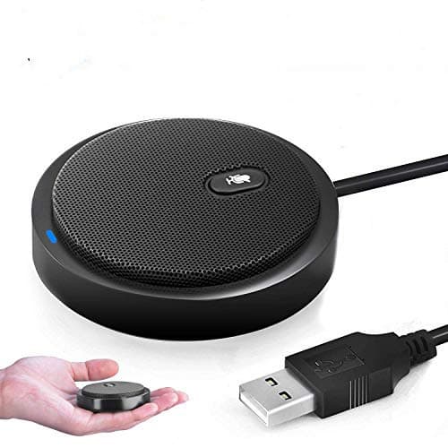 Hfuear USB Conference Microphone, Desktop Omnidirectional Condenser Boundary PC Computer Laptop Mic with Mute Function for Recording, Video Meeting, Gaming, Skype, VoIP Calls (Window/Mac)