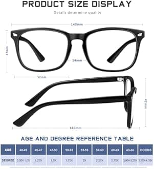 Jectieey Reading Glasses for Women Men - Blue Light Blocking UV Filter Readers, Anti Eyestrain Eyeglasses