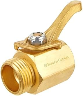 Haus & Garten Heavy-Duty 3/4" Brass Garden Hose Shut Off Valve - Garden Hose Connector, Water Shutoff, Gardening Hose Nozzle Valve, Outdoor 3/4 Inch GHT Brass Shut Off Valve Attachment (1-Pack)