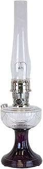 Lincoln Drape Oil Lamp - Traditional Classic Indoor Oil or Kerosene Fuel Lamp, Bright White Light, Glass with Nickel Trim, Clear Over Amethyst Purple