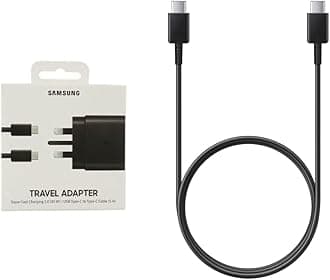 Samsung UK Travel Adaptor (45W with USB type C Cable) Black,EP-TA845XBEGGB & EP-DA705BBEGWW USB Type-C Cable for USB Type-C, 1 m, 60 W, Black