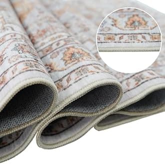 Washable Hallway Runner Rug 2x3: Non Slip Runner Rugs with Rubber Backing Soft Kitchen Rug Farmhouse Distressed Carpet Runner for Living Room Bedroom Bathroom (Turmeric/Grey, 2X3)