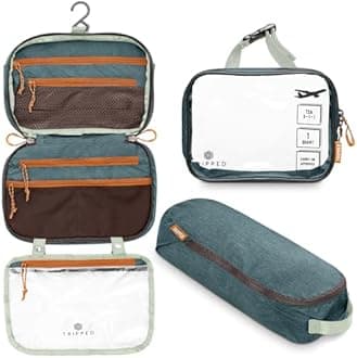 Toiletry Bag Kit Set: Hanging Travel Toiletry Bag + 311 TSA Cosmetic Liquid Bag + Ultralight Accessory Organizer Pouch