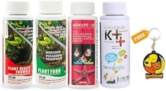 Foodie Puppies Aquatic Remedies 4 Combo Pack Plant Fertilizer - (Plant Food + Health Formula - (120ml), Microlife S2, K++ (100ml)) for Aquarium Medicine with Free Key Ring