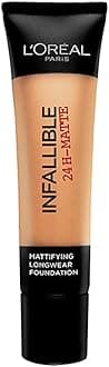 L'Oreal Paris Cover Liquid Foundation, With 4% Niacinamide, Long Lasting, Natural Finish, Available in 20 Shades, SPF 25, Infallible 32H Matte Cover, Shade 155, 30ml
