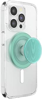 - Phone Grip for MagSafe with Kickstand, Magnetic Stand, Swappable Top, Secure Hold for iPhone MagSafe Cases, Phone & Tablet Grip - Alum Moire Turquoise