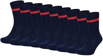 Kv Kendriya Vidyalaya Navy Blue with Red Stripes Calf Length Cotton School Socks for Boys & Girls (Pack of 6 Pairs)