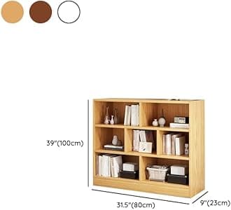LITFAD Wood Modern Cube Bookcase with Closed Back and Multiple Shelves Floor Storage Cabinet for Home Office Study Room Library - Nut-Brown 31.5" L x 9.1" W x 39.4" H