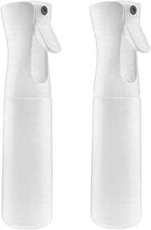 Continuous Mist Spray Bottle 300ml Empty Ultra Fine Plastic Water Mist Sprayer – For Hairstyling, Cleaning, Salons, Plants, Essential Oil Scents & More (2 Pcs White)