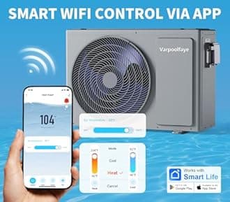 Electric Pool Heater for Inground Pool 27000 BTU Swimming Pool Heater Pump Above Ground Pool Heater 120V 7000 Gallon Heating or Cooling WiFi Control Schedule