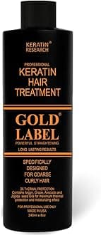 Gold Label Professional Keratin Treatment Super Enhanced Formula Specifically Designed for Coarse Curly Black, african, Dominican and Brazilian Hair types 240ml