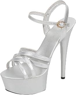 Shoes Women Stiletto Sandals Striptease Walking Show Sandals Model High-Heeled Shoes Sandals Platform Wedding Shoes Female New Heel Height 15Cm/5.9In