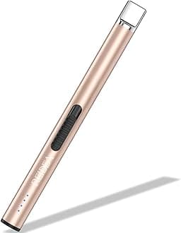 REIDEA Electric Candle Lighters Rechargeable, Upgrade 2022 Safety Lock USB Lighters with LED Battery Indicator Flameless Windproof Arc Plasma Lighters for Candle Fireworks, S4 Pro, Champagne Gold