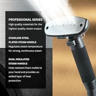 SALAV® Limited Edition Pro Series Standing Garment Steamer & Ironing Board – 1500W, 4 Steam Levels, Stainless Steel Plate, 1.8L Tank, Chrome Finish & Wheels