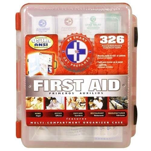 First Aid Kit With Hard Case- 326 pcs- First Aid Complete Care Kit - Exceeds OSHA & ANSI Guidelines - Ideal for the Workplace - Disaster Preparedness