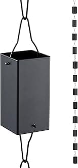 TE DEUM Aluminum Rain Chain, 8.5 Feet Length, 2.36inch Big Size Cup, Black Powder Coated, Functional and Decorative Replacement for Gutter Downspouts, V Gutter Clip Included, Black, 12 Cups