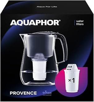 Provence Black Water Filter Jug Counter Top Design with 4.2L Capacity, 1 X A5 Filter Included, Reduces Limescale, Chlorine & Microplastics, Perfect for Families, Premium Quality Glass Effect
